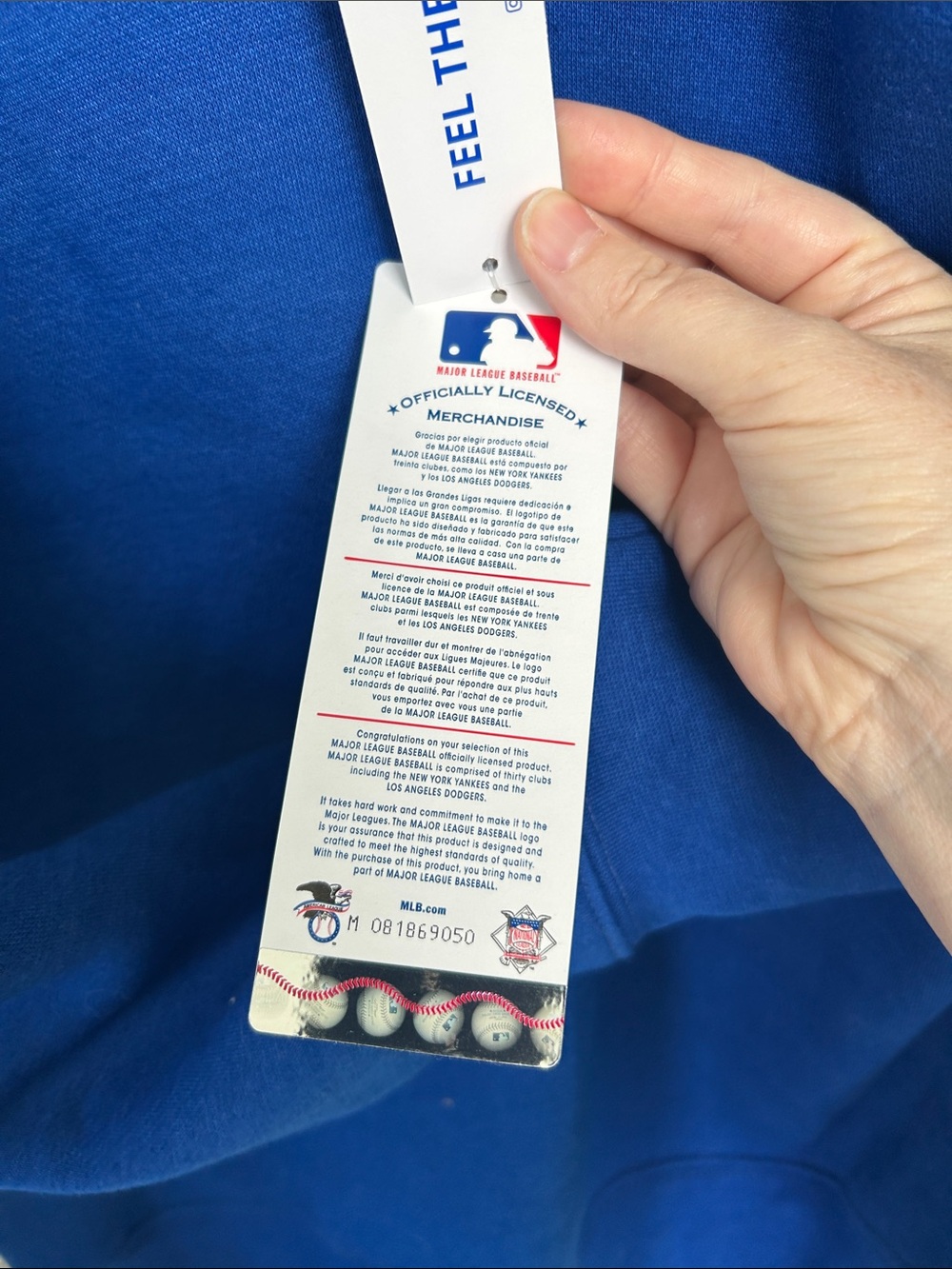 Authentic MLB Genuine Merchandise Hoodie with Embroidered Crest- Royal Blue - Picture 16 of 16